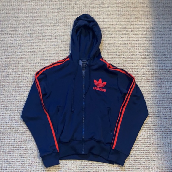 adidas Other - Adidas Navy/red zip up hoodie SZ XS